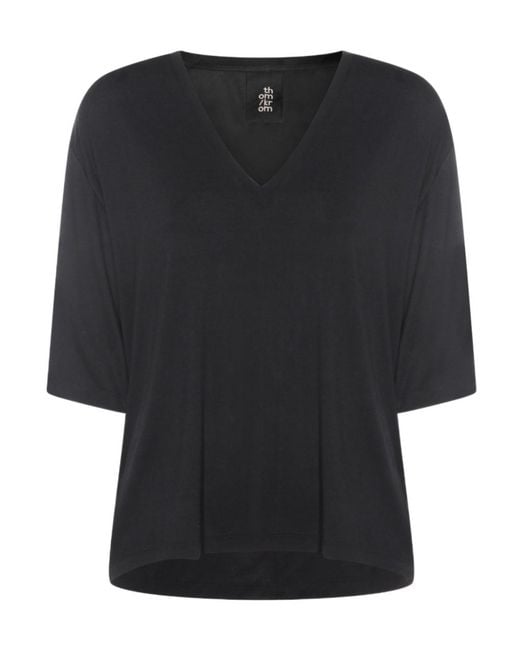 Thom Krom Black Short Sleeved V-Neck Blouse
