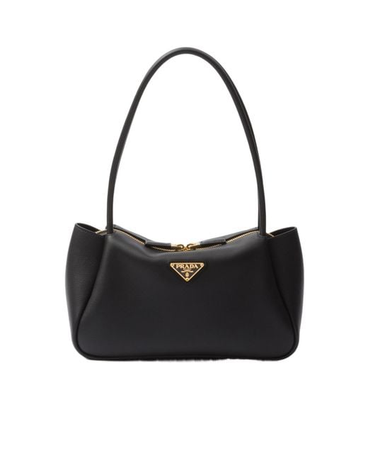 Prada Black Logo Plaque Medium Tote Bag
