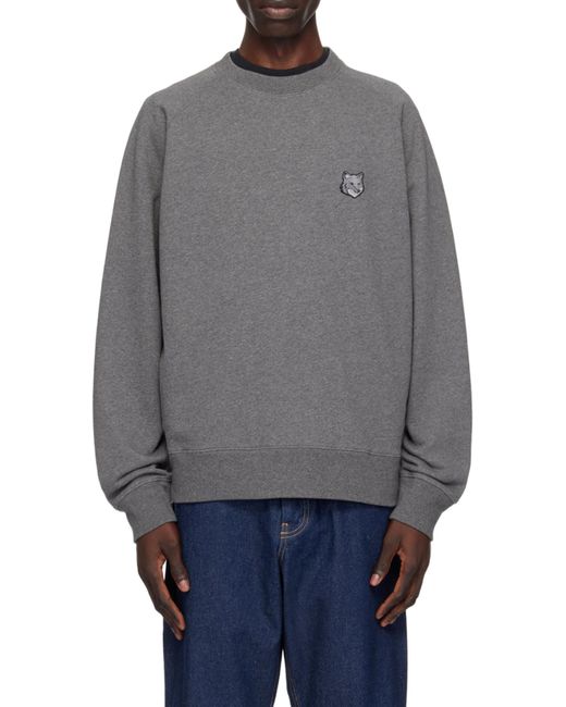 Maison Kitsuné Gray Maison Kitsuné Bold Fox Head Patch Oversized Sweatshirt for men