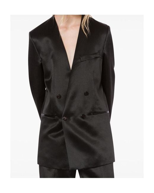 Philosophy Di Lorenzo Serafini Black Double Breasted Satin Blazer
