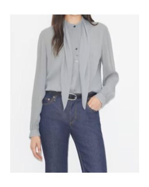 Tory Burch Gray Georgette Bow Blouse