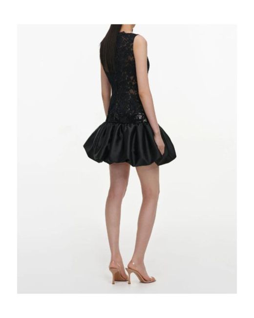 Self-Portrait Black Lace Bubble Hem Mini Dress