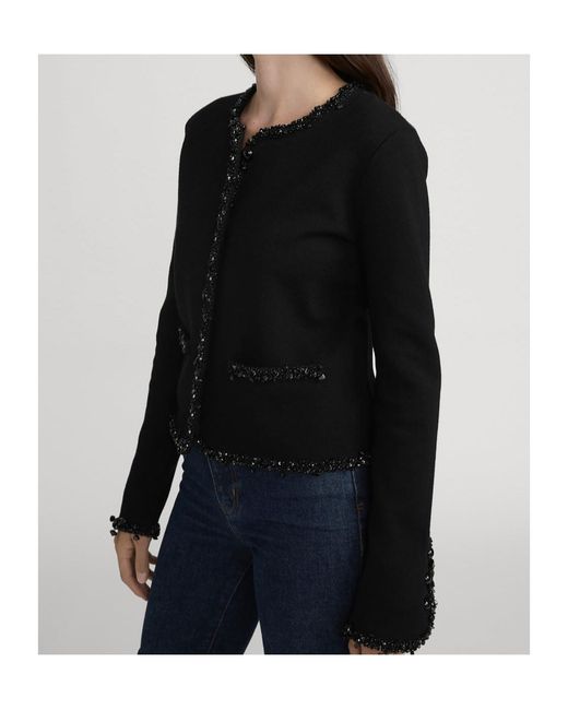 FRAME Black Beaded Trim Jacket