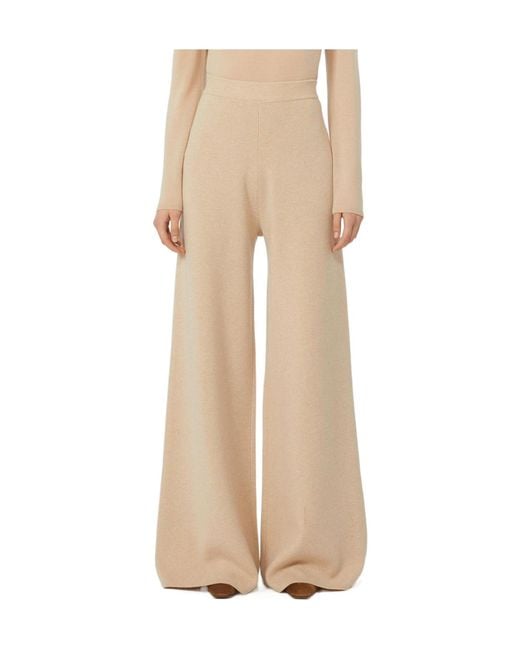 Max Mara Natural Judy Wide Leg Knitted Trousers