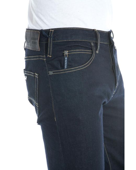 Armani Jeans Blue Logo Logo Denim Trousers for men
