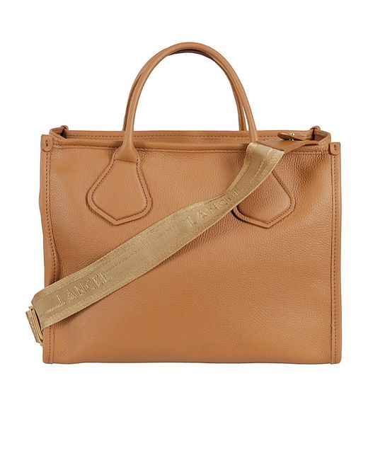 Lancel Brown Double Handle Shoulder Bag