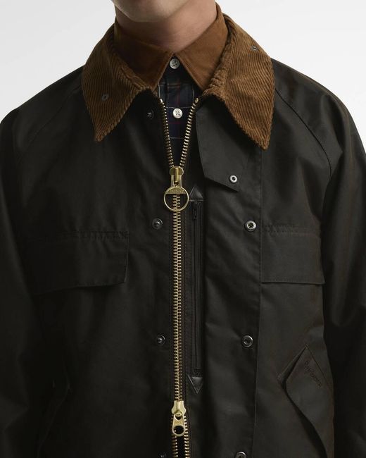 Barbour Black Pocket Transport Waxed Cotton Jacket for men