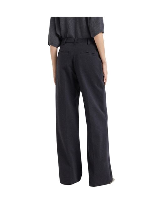 Brunello Cucinelli Blue Stretch Flared Trousers