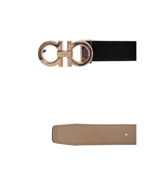 Ferragamo White Ferragamo Gancini Reversible Buckle Belt for men