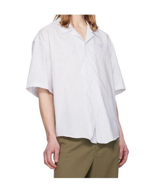 AMI White Ami Camp Collar Short Sleeves Shirt for men