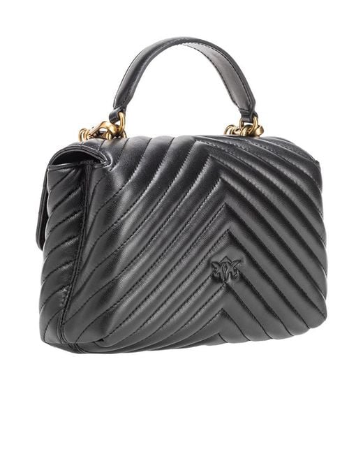Pinko Black Lady Love Puff Chevron Mini Crossbody Bag