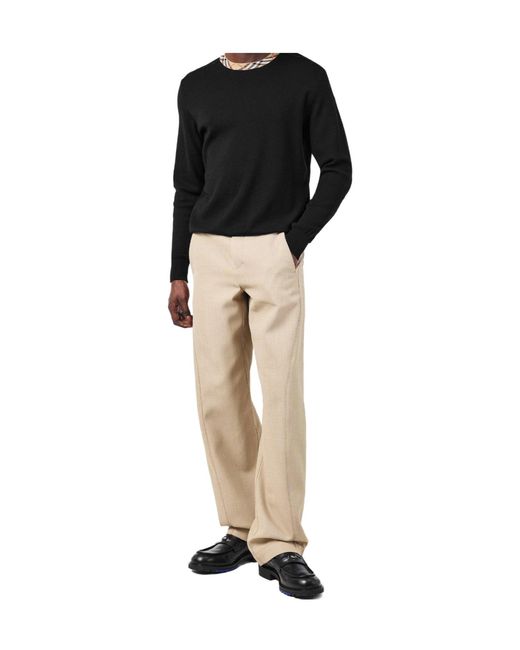 Burberry Blue Crew Neck Long-Sleeve Knit Sweater for men