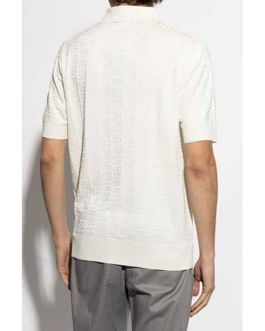 Dolce & Gabbana White Dg Logo Jacquard Knitted Polo Shirt for men