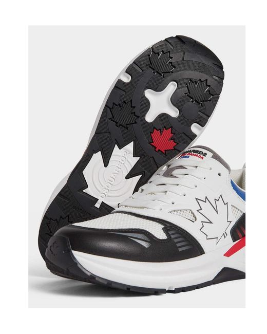 DSquared² Blue Dash Maple Leaf Quilted Sneakers for men