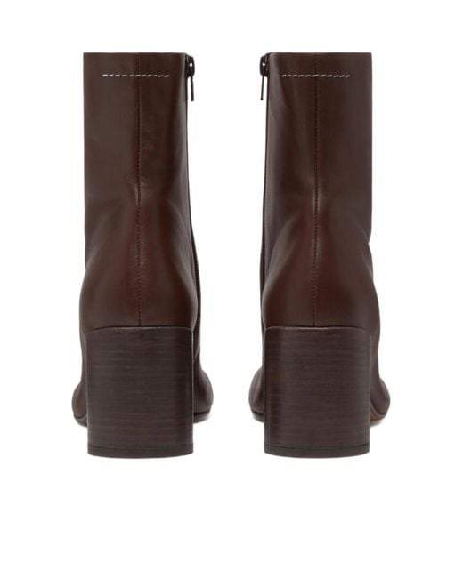 MM6 by Maison Margiela Brown Anatomic Ankle Boots