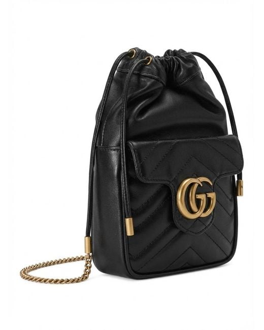 Gucci Black Mini Gg Marmont Bucket Bag