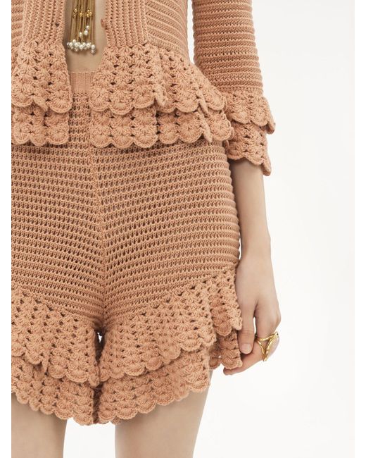 Chloé Natural Ruffled Mini Shorts