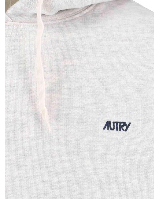 Autry Gray Logo Embroidered Drawstring Hoodie for men