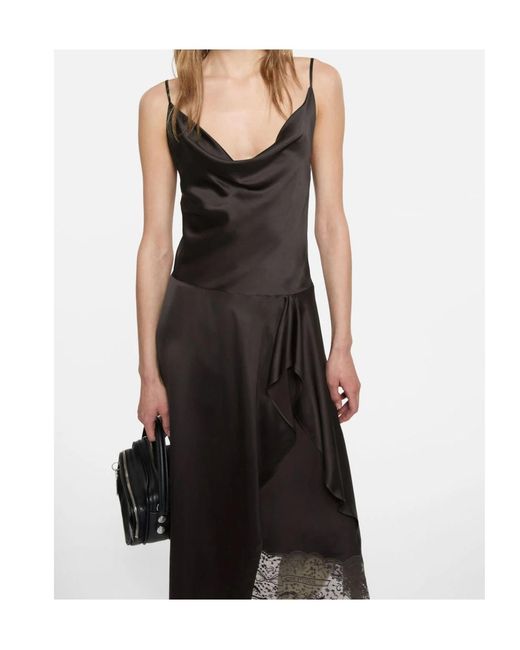 Acne Black Shiny Satin Slip Dress