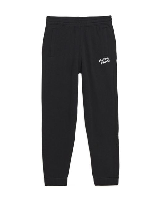 Maison Kitsuné Black Maison Kitsuné Logo Embroidered Drawstring Trousers for men