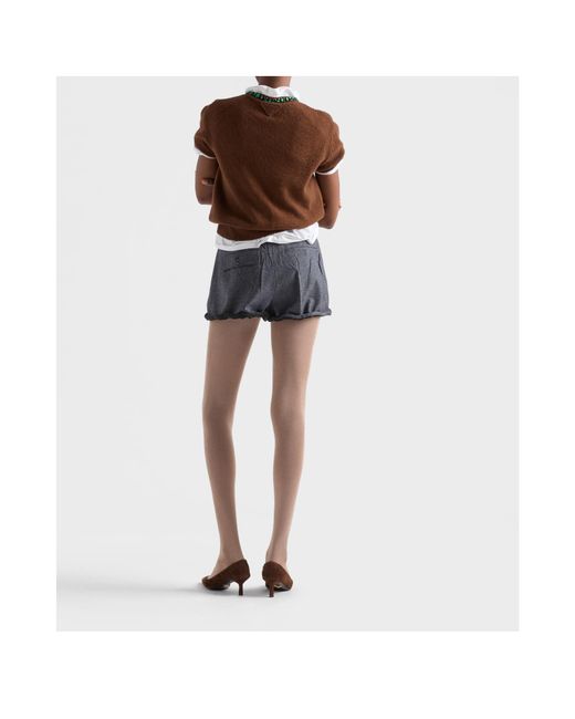Prada Blue Logo-Patch Shorts