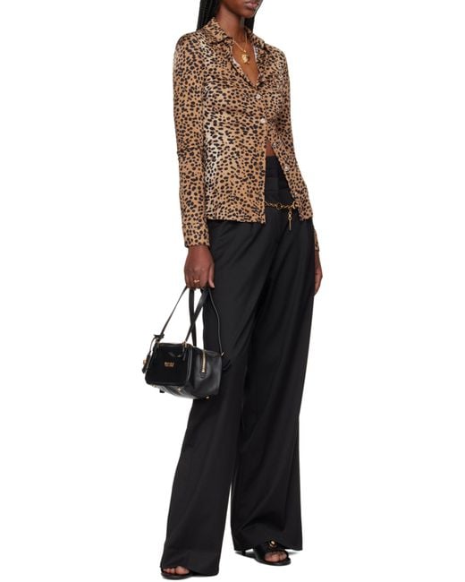Versace Black Logo-Lettering Zipped Shoulder Bag