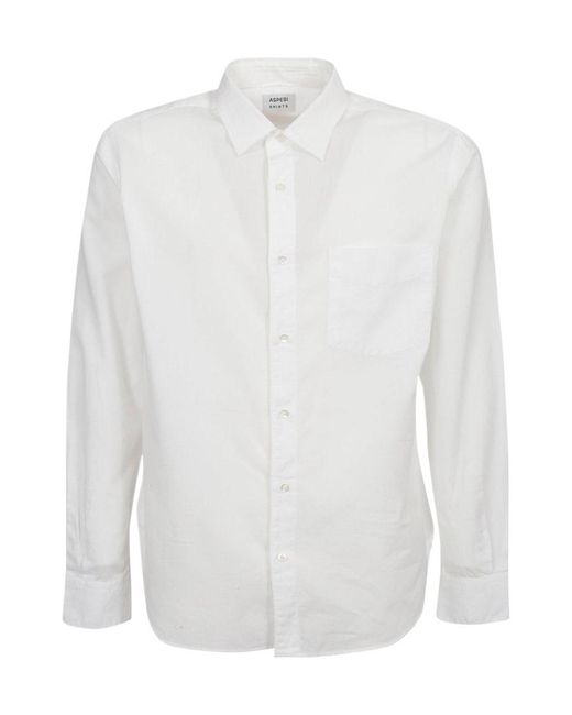 Aspesi White Buttoned Long-Sleeved Shirt for men