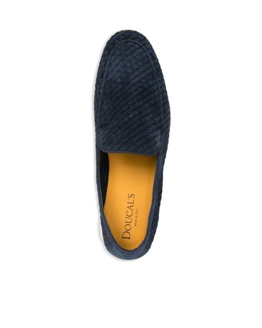 Doucal's Blue Round-Toe Loafers for men