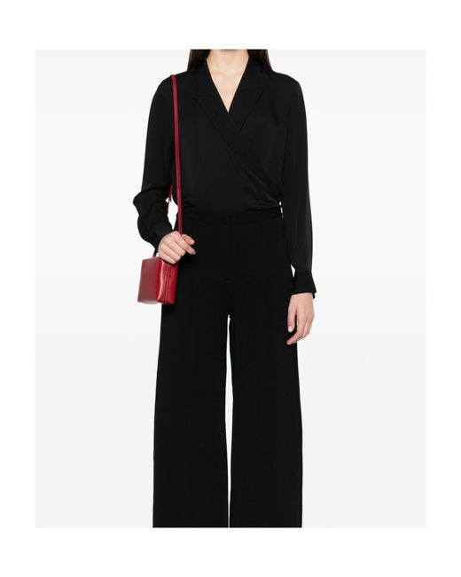 Theory Black V-Neck Draped Blouse