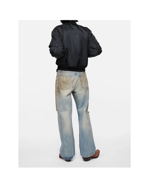 Acne Blue Nylon Bomber Jacket for men