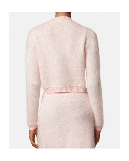 Versace Pink Pattern-Jacquard Knitted Cardigan