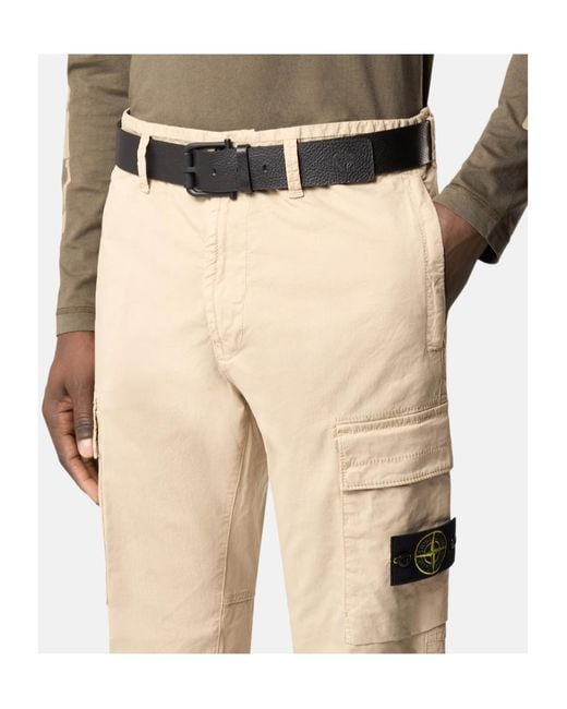 Stone Island White Belt With Textured Buckle for men