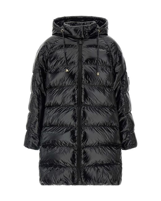 Pinko Black Zip-Up Hooded Quilted Coat
