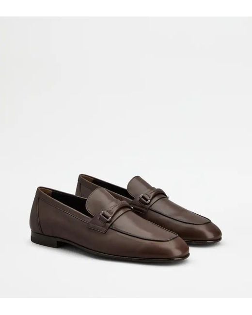 Tod's Brown Strap Leather Loafers for men