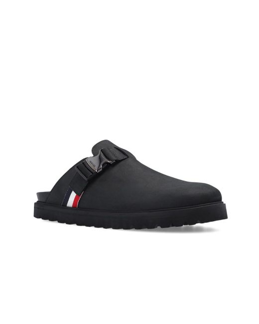 Moncler Black Logo-Buckle Detail Slides