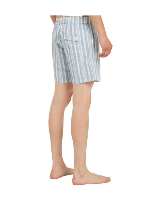 Moncler Blue Striped Nylon Swim Trunks for men