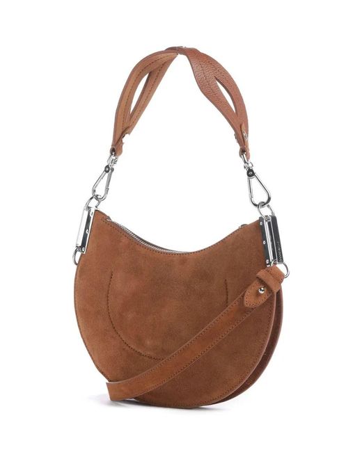 Coccinelle Brown Logo Lettering Zip-Up Satchel Bag
