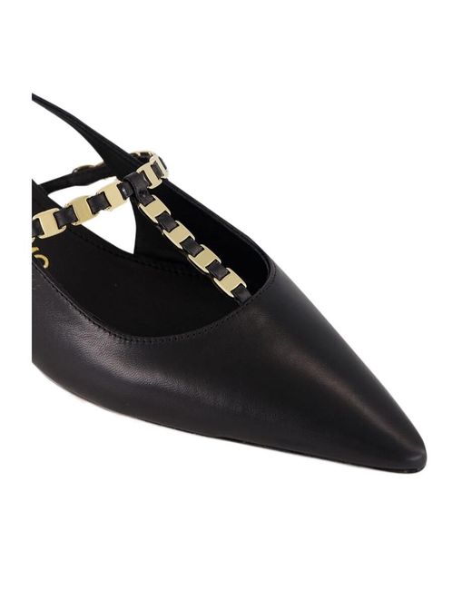 Ferragamo Black Ardea Chain-Link Slingback Pumps