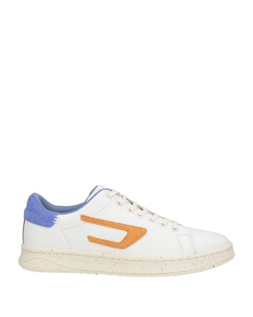 DIESEL White Multi-Color Low-Top Sneakers