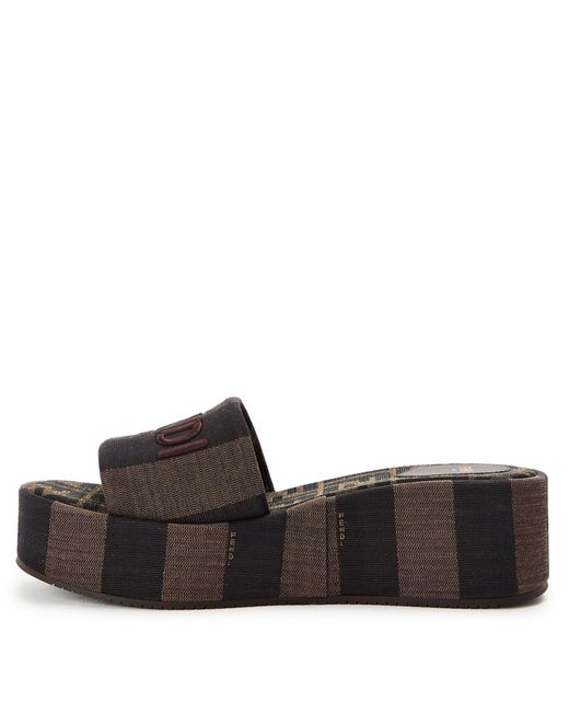 Fendi Brown Jcqrd Flatfrm Ld05