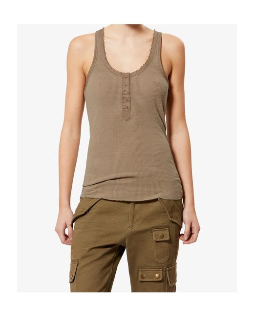 Isabel Marant Natural Helma Ribbed Henley Tank Top
