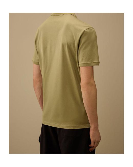 C P Company Green Logo Patch Polo T-Shirt for men