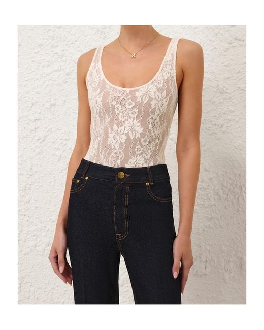 Zimmermann White Lace Scoop Bodysuit