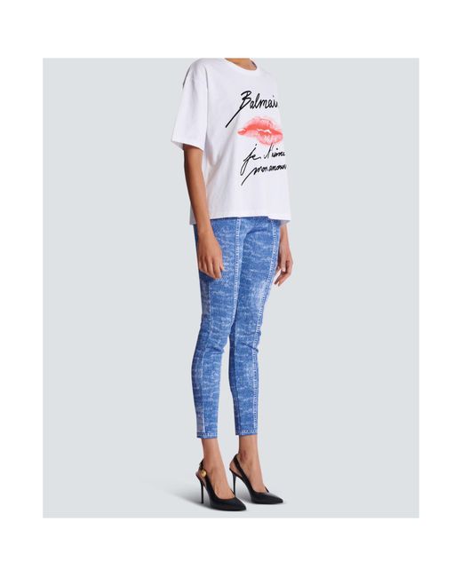 Balmain White Kiss Print T-Shirt