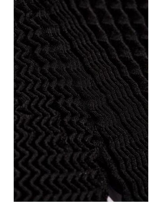 Issey Miyake Black Seersucker Short-Sleeve Midi Dress