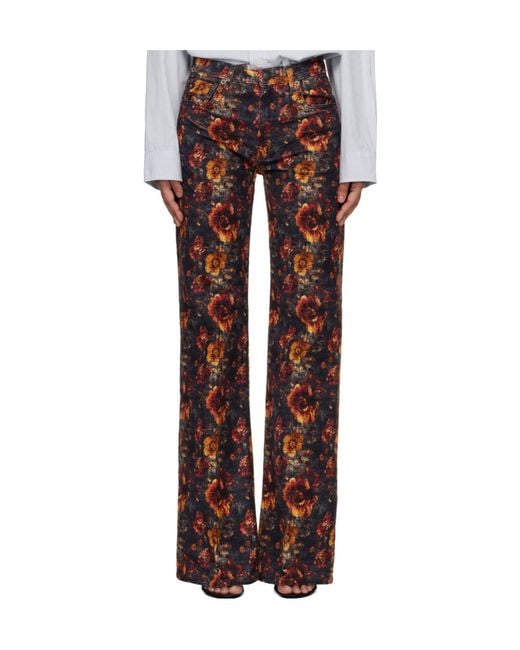 R13 Brown Straight-Leg High-Waisted Jeans