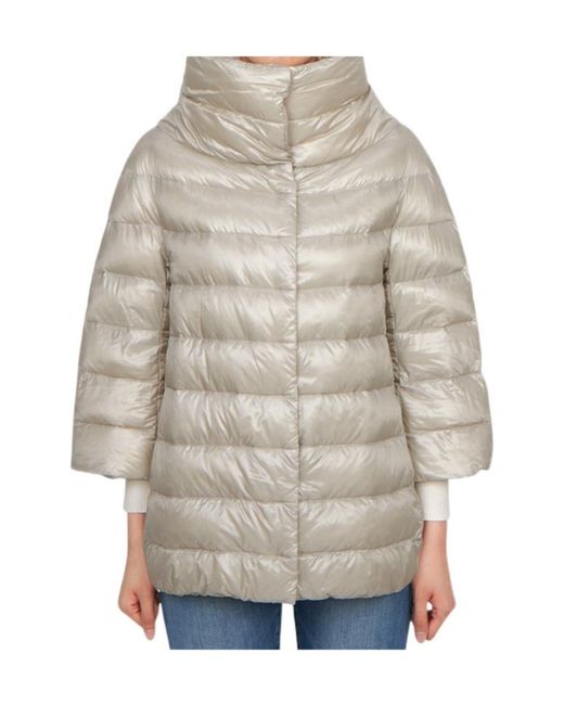 Herno Gray Three Quarter Sleeve Down Jacket