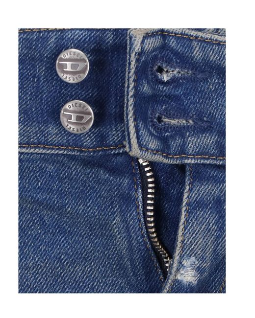 DIESEL Blue Flared Distressed Jeans