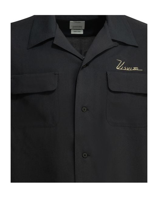 Visvim Black Judd Embroidered Camp-Collar Shirt for men