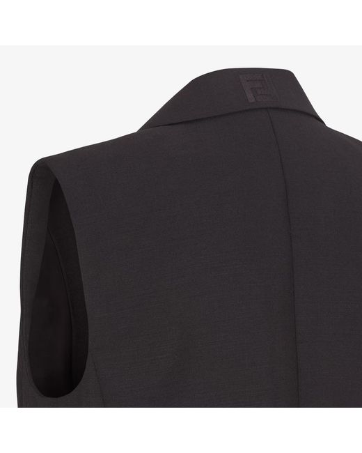 Fendi Black Peak Lapels Sleeveless Tailored Vest